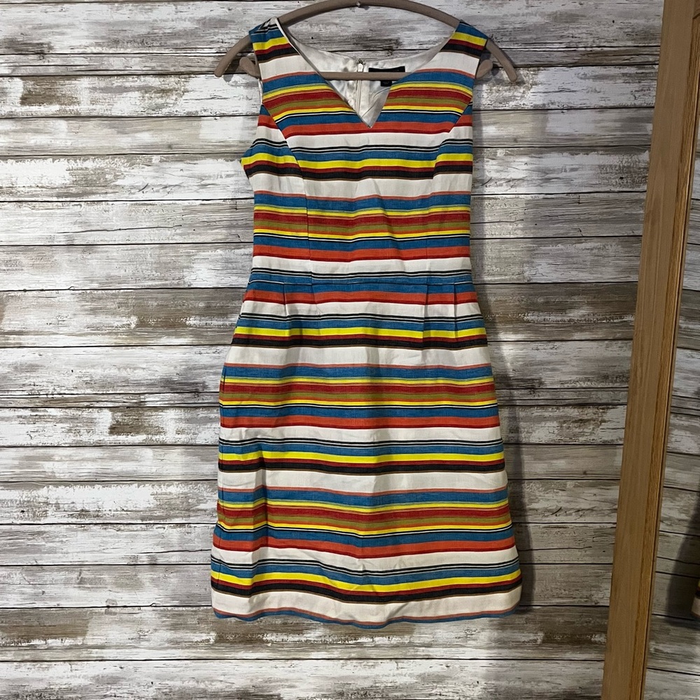 Tommy Hilfiger Colorful Striped Midi Dress Size 2 Sleeveless A Line